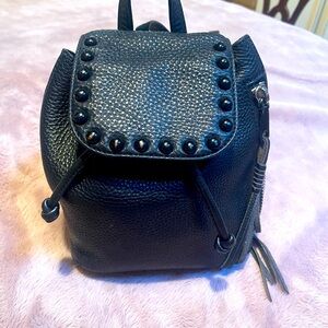 Rebecca Minkoff black bucket style leather backpack